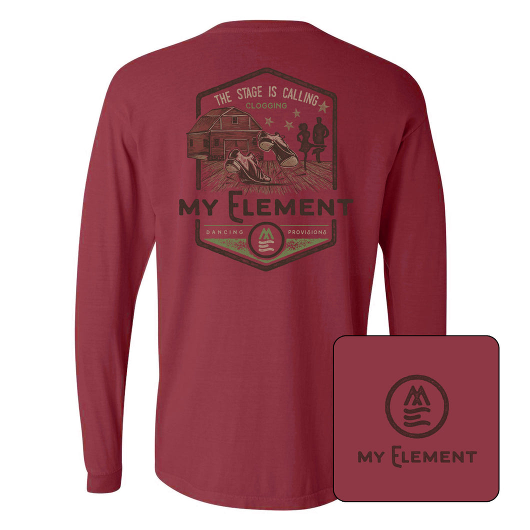 Clogging-Long Sleeve Comfort Color Shirt - Crimson color - MyElementco.com 